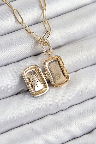 STİLLOVE Brass Zircon Stone Openable Pole Star Model Gold Color Women's Necklace
