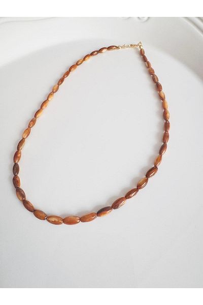 DEVİ fashion Barley Natural Stone Necklace 45 cm