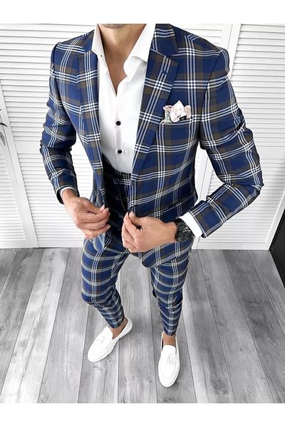 dehaine Men's suit, consisting of Jacket, Pants, Vest, Navy Blue, B4226