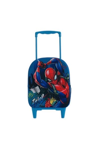 SPIDERMAN Troler 3D cu 1 compartiment mare, 1 buzunar lateral, 2 roți din sil...