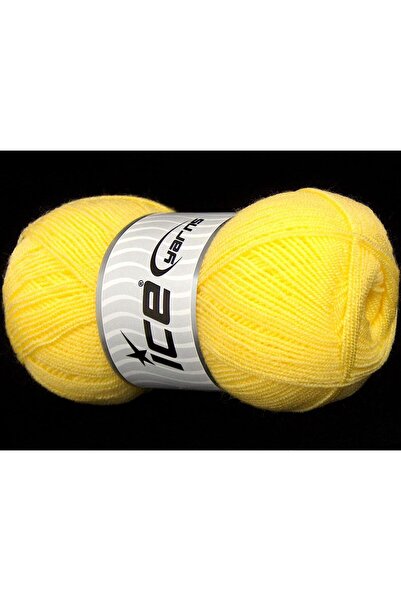 Ice yarns 4 × 80 جرام. تخفيضات على خيوط الأكريليك الصفراء العادية، مناسبة للش...