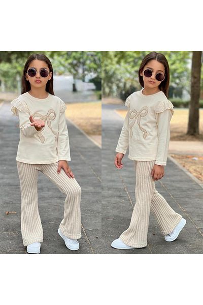 ALPİDS Embroidered Detail Fisto Sleeved Knitwear Pants Girl's Set