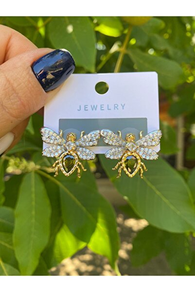 Gozibygoz أقراط من الفولاذ الفاخر على شكل نحلة