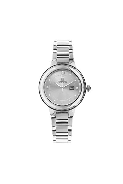 femascu ساعة يد نسائية 8411 – هيكل فضي – سوار ستانلس ستيل – مقاومة للماء حتى ...