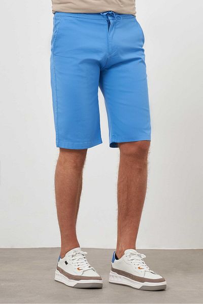 Morven Men's Blue Cotton Plain Pattern Dynamic Fit Shorts