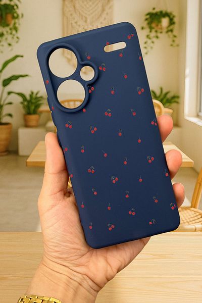 Vip Case Xiaomi Redmi Note 13 Pro Plus-Mini Cherry Pattern Silicone Shock Absorbing Classic Protected Rubber Case277