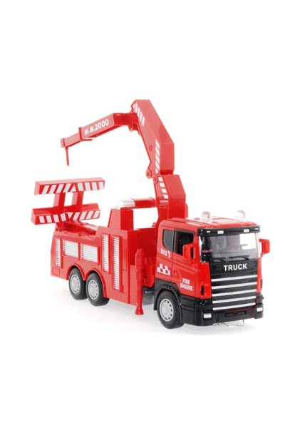 OMZ لعبة سيارة إطفاء إنقاذية للأولاد مع رافعة معدنية مصبوبة، لعبة تعليمية للأطفال