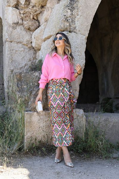 bytugcekaya Colorful Knot Detailed Midi Skirt