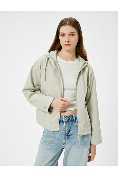 Koton Gray Women's Faux Leather Raincoat