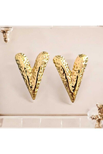 feyza collection أقراط V Heart Vintage أقراط من الفولاذ المقاوم للصدأ