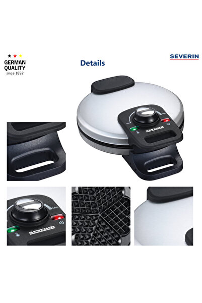 Severin German Brand Made in China. 900W Electric Waffle Maker. Non-Stick, SS Adjustable Thermostat