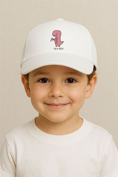 sielta T-Rex Printed White Boy's Sports Hat Cap