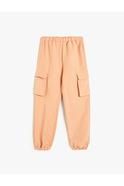 Koton Girl's Pink Cargo Jogger Trousers
