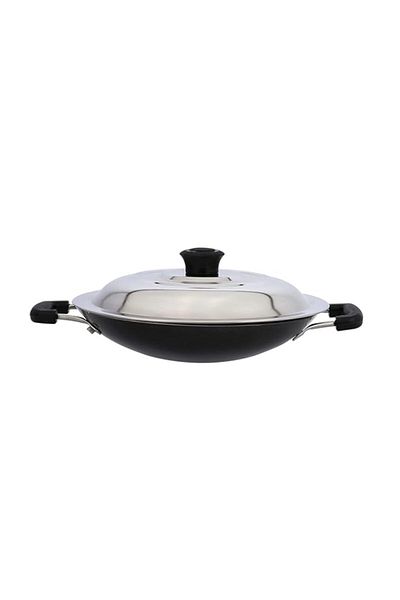 Generic Delcasa Non Stick Appa Chatti With Stainless Steel Lid, Dc1913 Aluminum, Durable 3 Layer Constructi