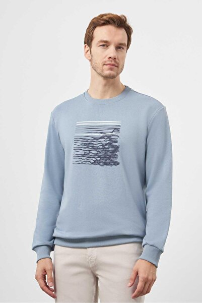 Morven Muški plavi trend okrugla kragna Swea T-shirt