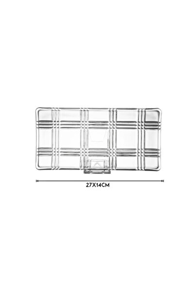 Dania Rectangular clear glass serving plate for pastries, sweets and fruits, size 27*14 cm