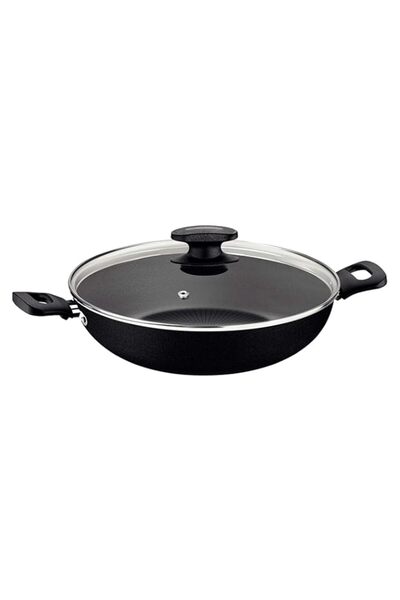 Generic ترامونتينا لوريتو 28 سم 3.3 لتر وعاء ووك أسود مع ستارفلون ماكس داخلي ...