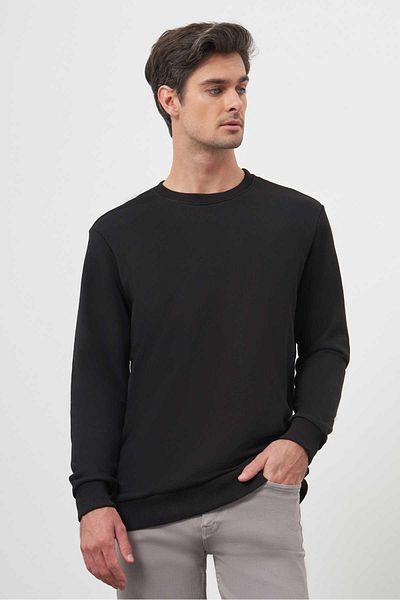Morven Men's Black Basic Crew Neck Sweat-Shirt