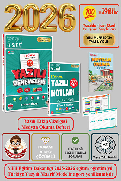 Tonguç Yayınları 5. Sınıf 1. Dönem 1. ve 2. Yazılı Notları Tüm Dersler & Yazı...