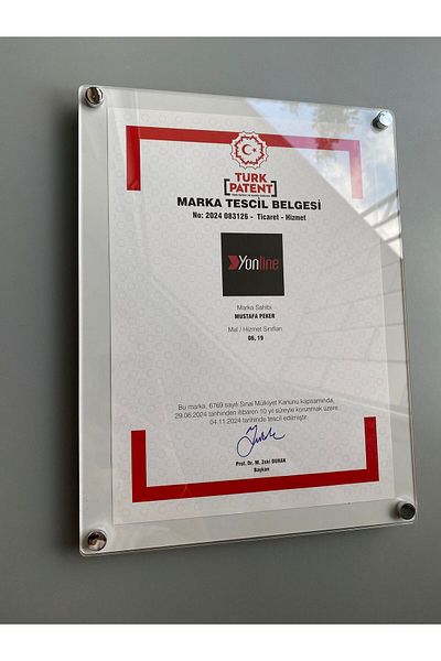 Yönline A4 Screw Wall Mounted Document Board |   Transparent Plexiglass Foil with White Background