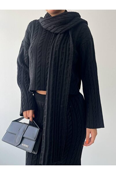 ZF BUTİK 3 Piece Set with Braided Hair Scarf and Skirt