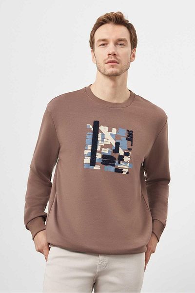 Morven Men's Brown Trend Crew Neck Sweat-Shirt