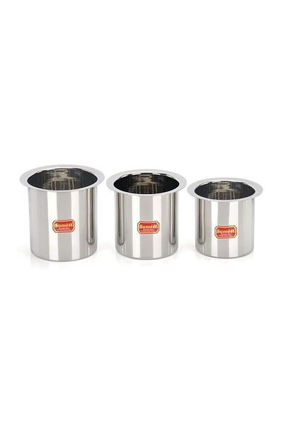 Generic Sumeet Stainless Steel Ganj/Milk Boiler/Milk Pot/Long Tapeli set of 3 Pieces (400ml, 550ml, 750ml),