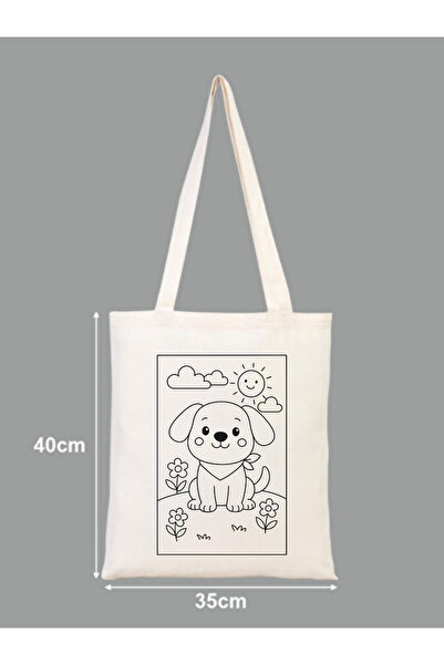 Cemira Boyama Seti Köpekli Boyama Çantası Hobi 35*40 Cm Ham Bez Çanta Boyama Anaokulu Çocuk Etkinlik Boyama