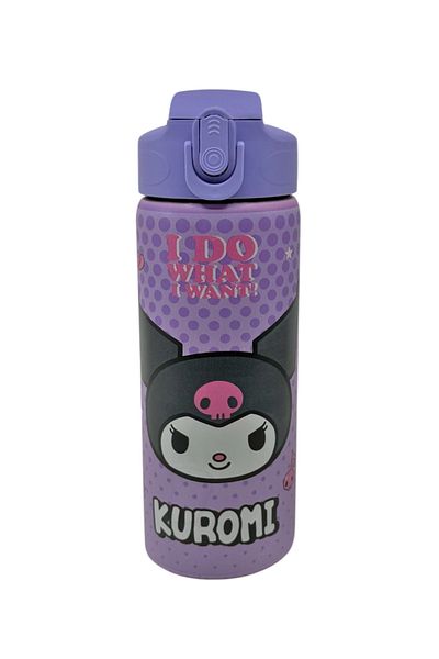 WİGGLE 600ml Kuromi Licensed Lockable Lid Stainless Steel Thermos Flask with Straw