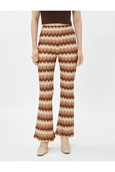 Koton Medium Rise Tricot Flare Trousers