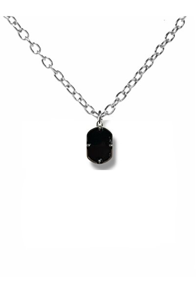 Herşey Nota قلادة من حجر العقيق الأسود – قلادة من الحجر الطبيعي للجنسين (سلسل...