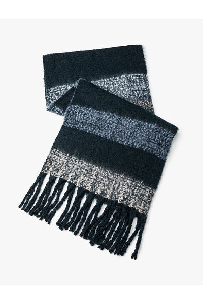 Koton Dark Blue Women's Tasseled Scarf