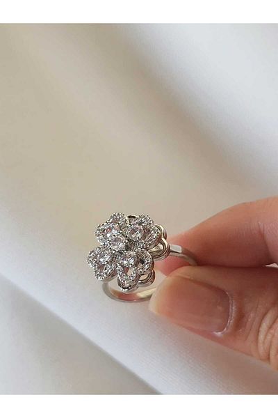 ZÜLİSCH Shamrock Ring Spinning Shamrock Steel Ring Silver