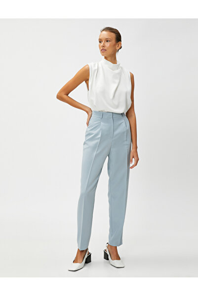 Koton بنطلون سيجارة جيب مطوي مشروط ممزوج