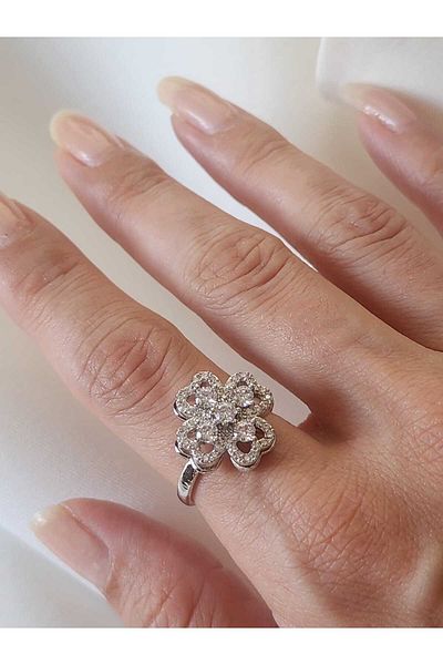 ZÜLİSCH Shamrock Ring Spinning Shamrock Steel Ring Silver