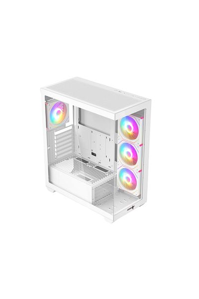 SPEARPC علبة SPEAR Avalanche ATX، 4 مراوح RGB، USB 3.0، لوحة زجاجية، وحدة معالجة رسومات 400 مم، موزع ARGB وجهاز تحكم عن بعد