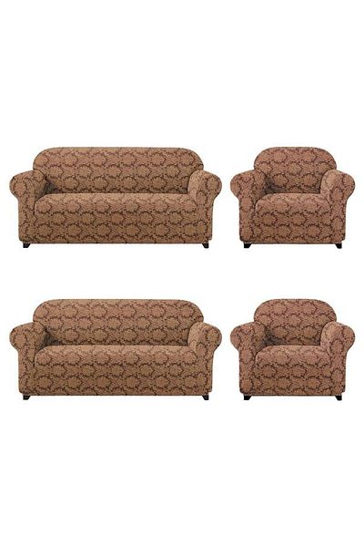 BOSTAN Jacquard Sofa, Sofa, Sofa Bed Cover Paisley Pattern Elastic Skirtless for 3+3+1+1 Set