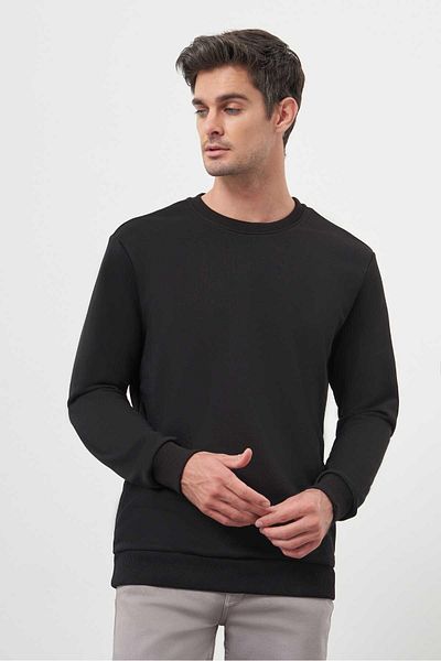 Morven Men's Black Basic Crew Neck Sweat-Shirt