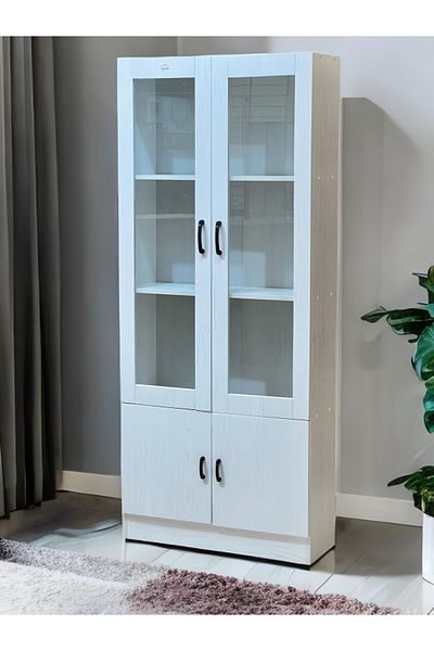 Gharaib Al Tuhaf Wooden display cabinet with glass fronts and lower doors - modern design