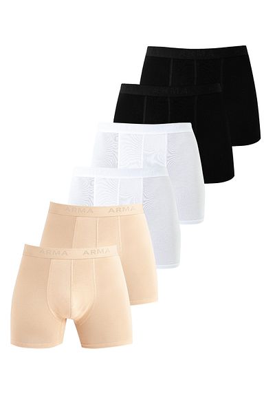 Arma Yıldız 6 Pack Men's Cotton Lycra Stretch Fabric Colorful Boxer
