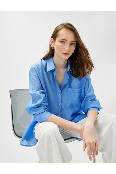 Koton قميص فيسكوز كبير الحجم بتفاصيل جيب