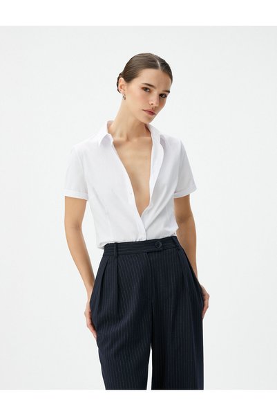 Koton Slim Fit Buttoned Classic Short Sleeve Shirt