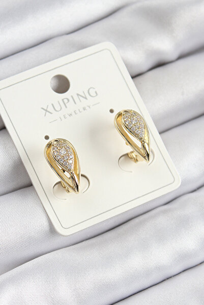 STİLLOVE أقراط نسائية من حجر الزركون موديل قطرة ذهبية اللون