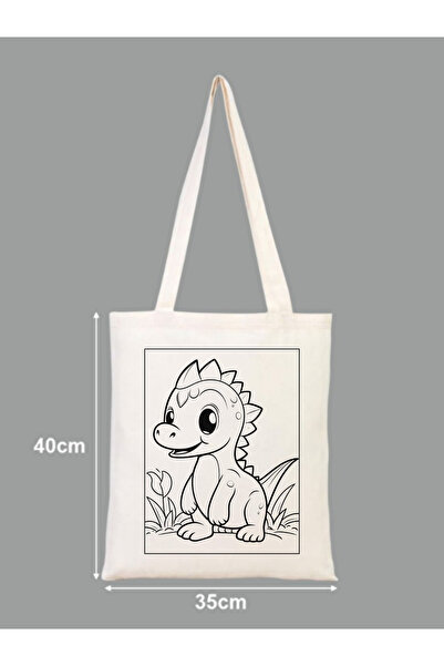 Cemira Dinazor Boyama Çantası Hobi 35*40 Cm Ham Bez Çanta Boyama Anaokulu Çocuk Etkinlik Boyama