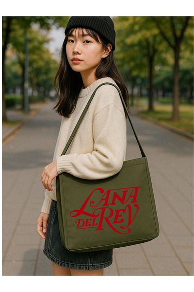 Cemira Lana Del Rey Khaki Canvas Messenger Bag, Laptop Bag, Street Style School Bag