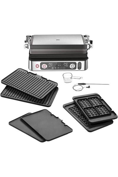 Braun Grătar electric CG 9167, 2200 W, 3 moduri de gătit, plăci detașabile (argintiu/negru)