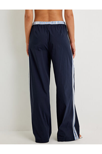 Koton Women's Navy Striped Wide Leg Pants