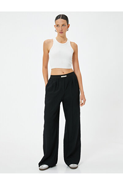 Koton بنطلون نسائي أسود واسع الساق