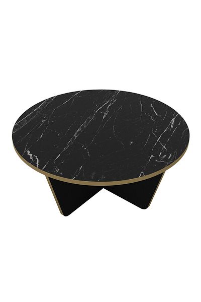 UnicUtil Masă de cafea, Marble Elegance, UnicUtil, 75 x 75 x 35 cm, Negru-Auriu, UUMC17