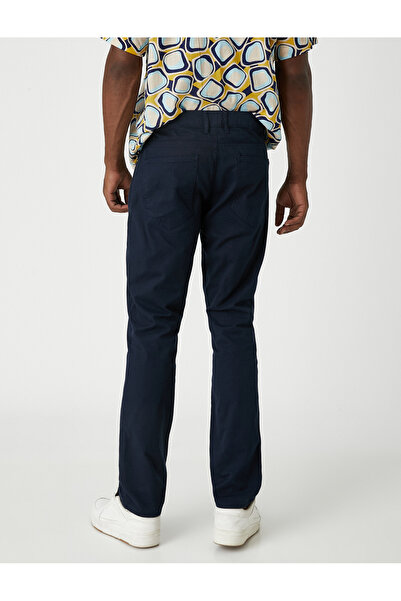 Koton Basic Gabardine Trousers Buttoned Pocket Detail Cotton